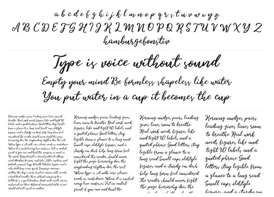 Charitta specimen sheet