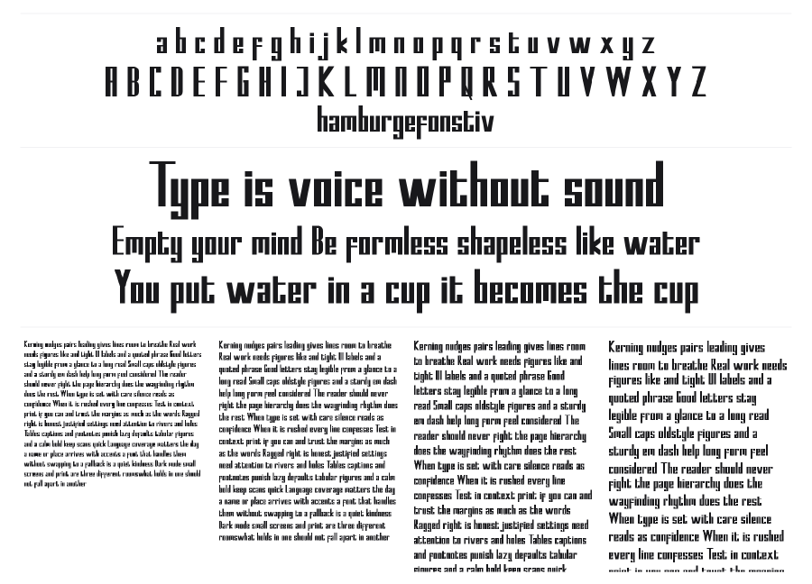 Kempton Sans Serif specimen sheet