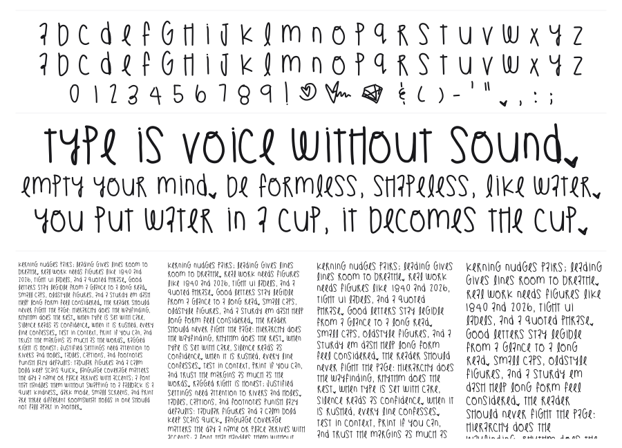 Tammy Rae specimen sheet