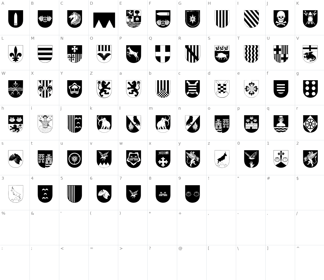 Character set for Spanish Army Shields Two