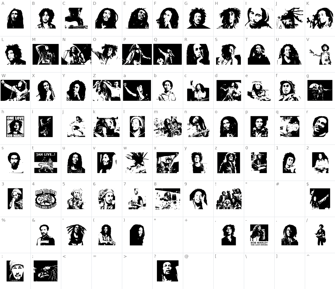 Character set for Bob Marley