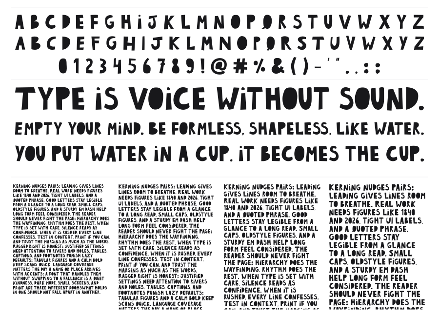 Deejah specimen sheet