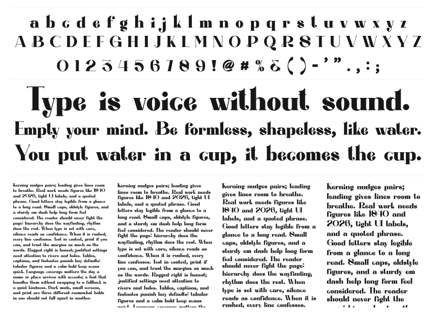 Ragita specimen sheet