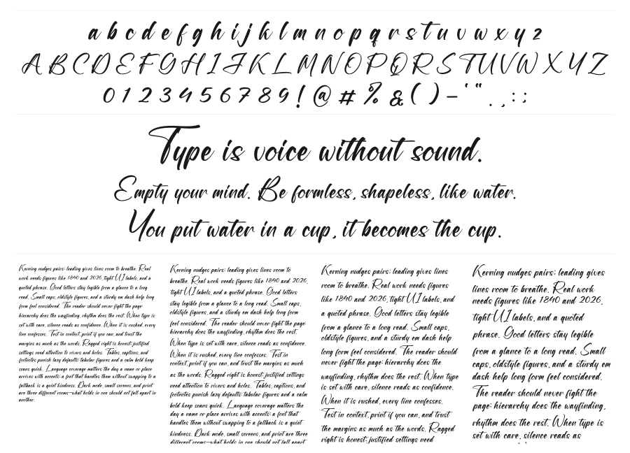Taillor Amillate specimen sheet