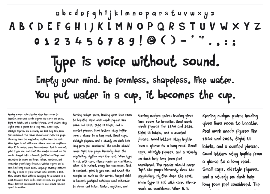 Rumpelstiltskin specimen sheet