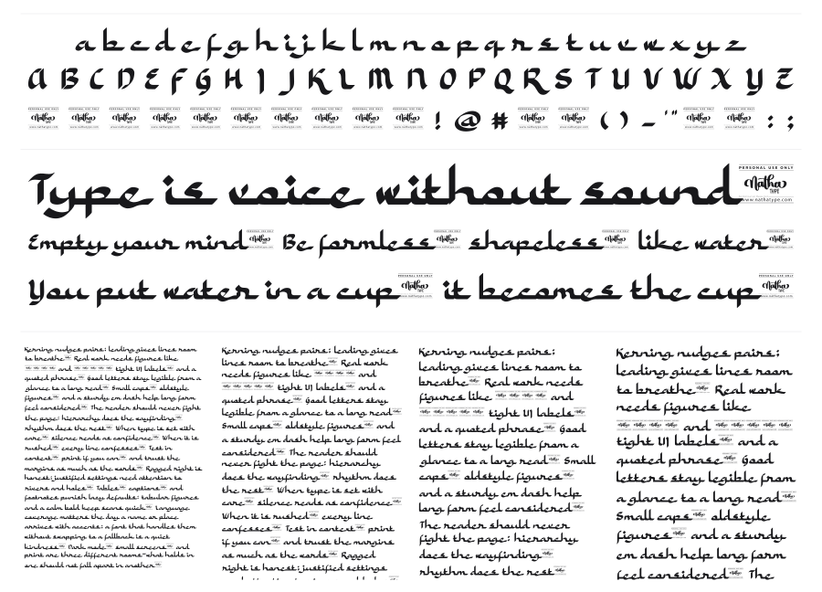 Kahfee specimen sheet