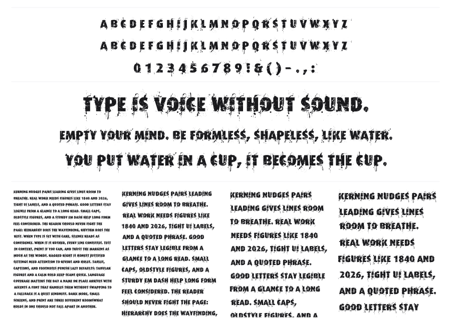 Formfound.com specimen sheet