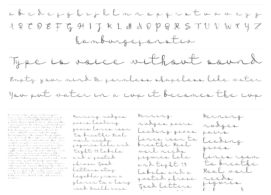 Veronica Elena specimen sheet