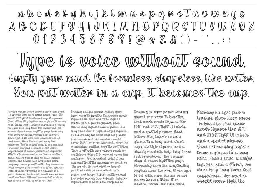 Cantiqu specimen sheet