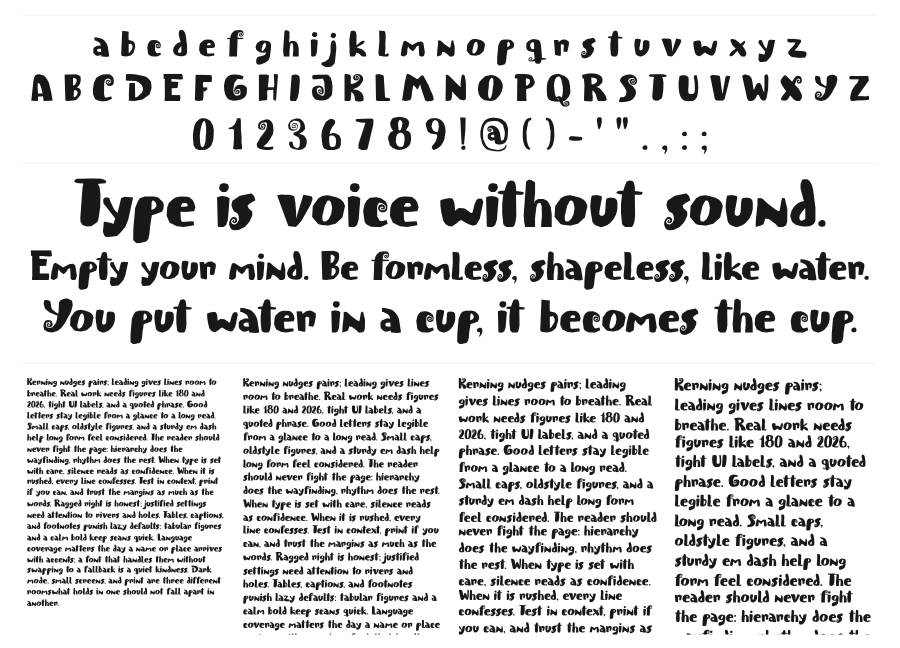 Spiraling Down specimen sheet