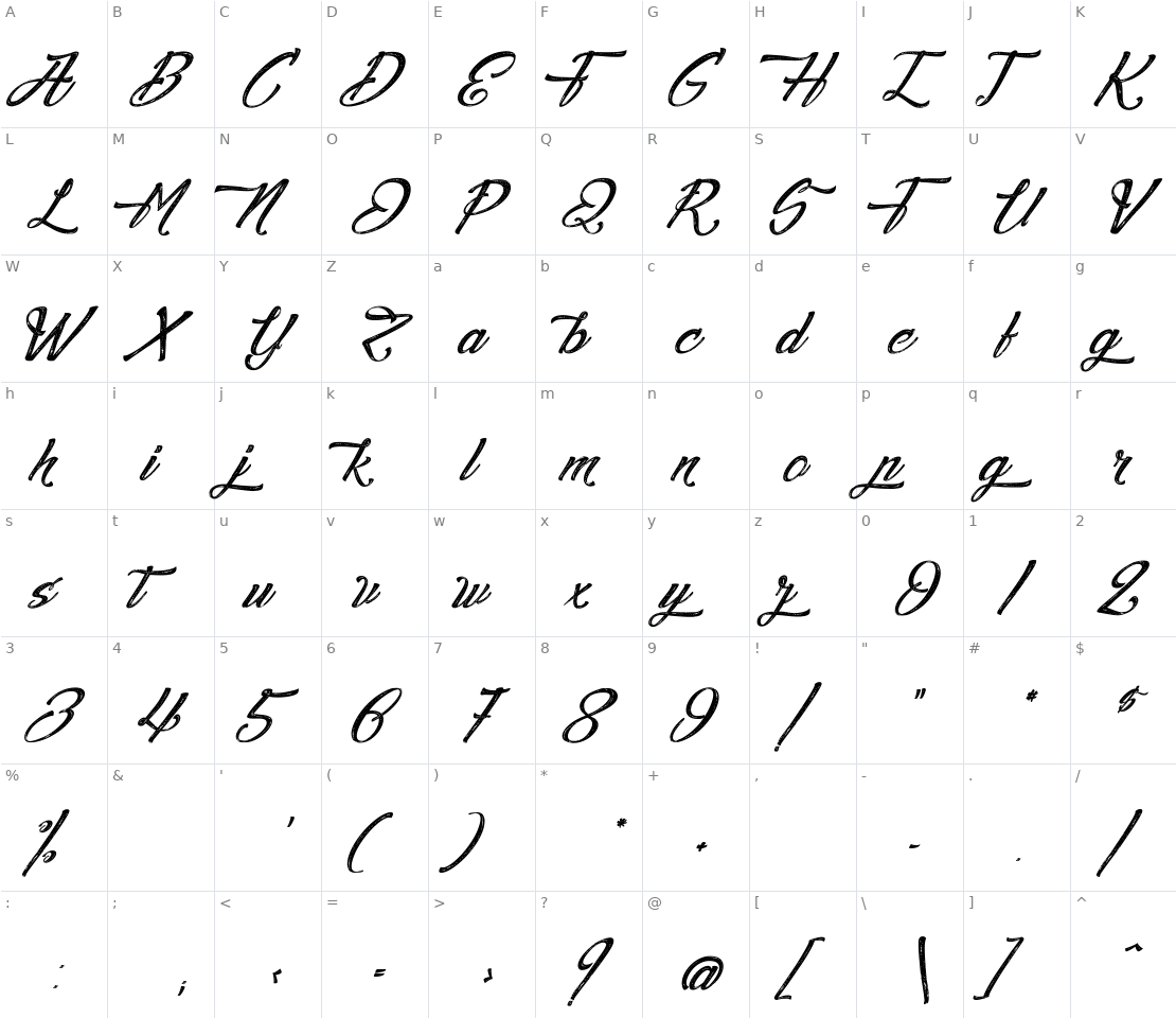 Character set for Agua de Jamaica