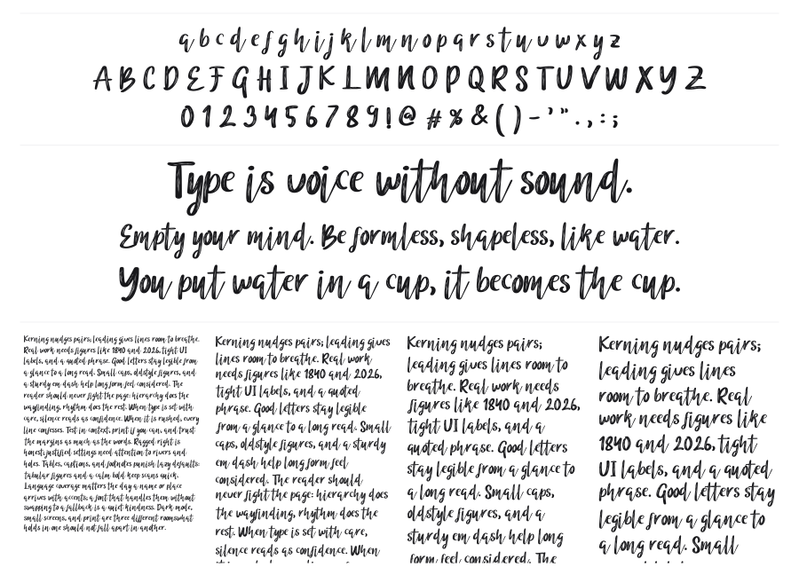 Brittney specimen sheet