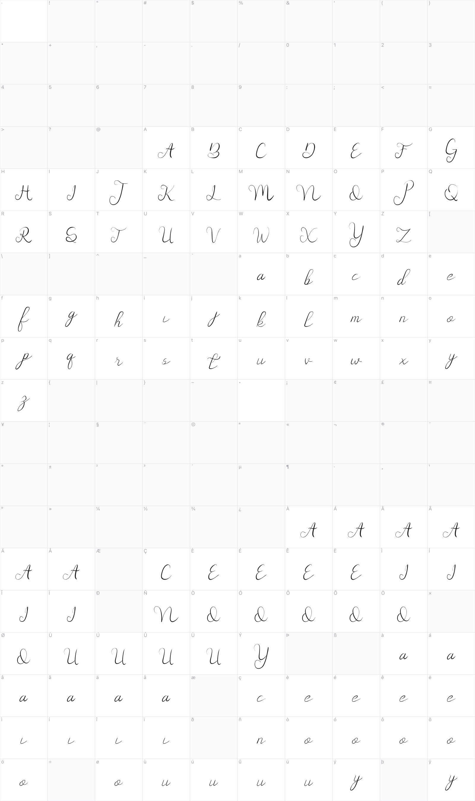 Daysave glyph table