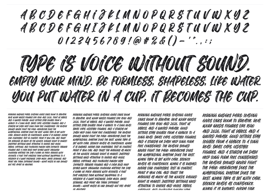 The Deliver specimen sheet