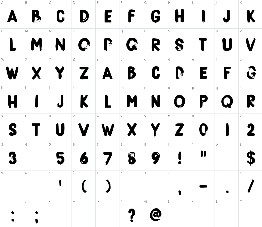 Character set for DK Boris Brush