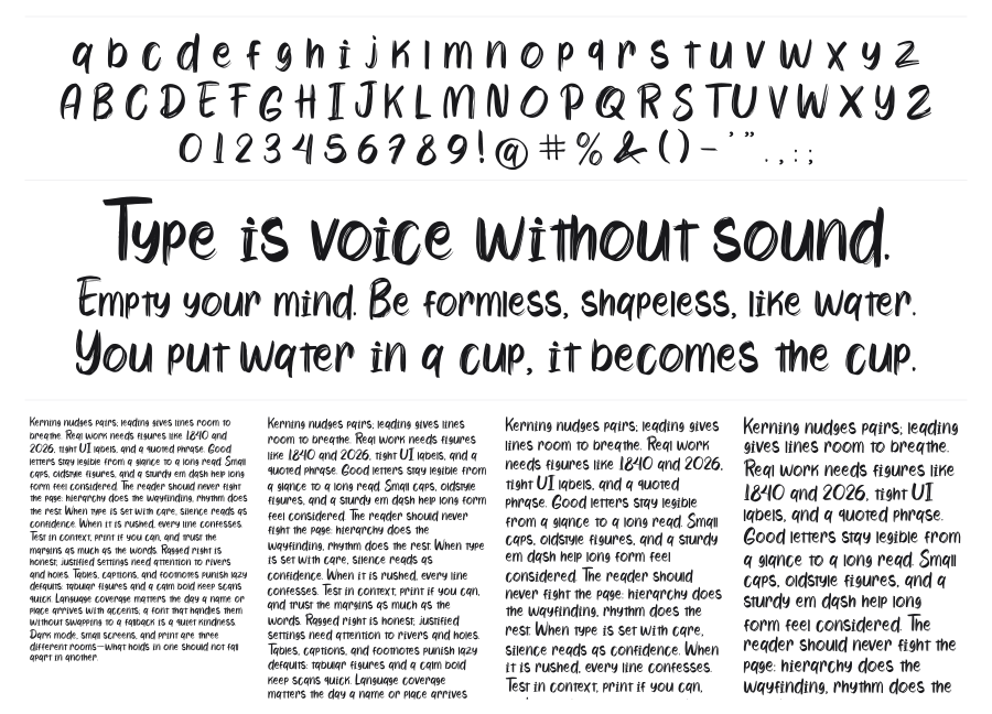 Wayhem specimen sheet