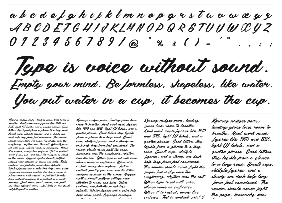 Sergio specimen sheet