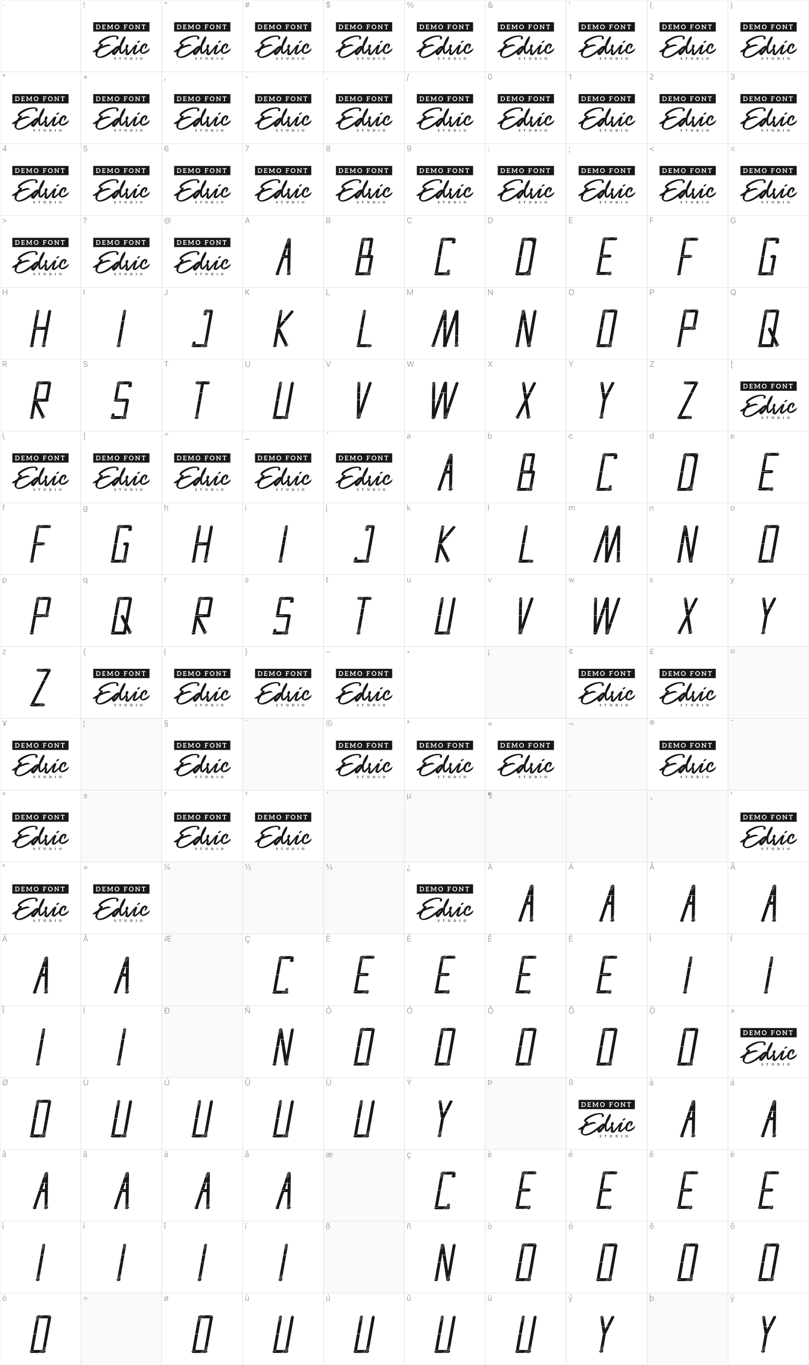 Strong Iron glyph table