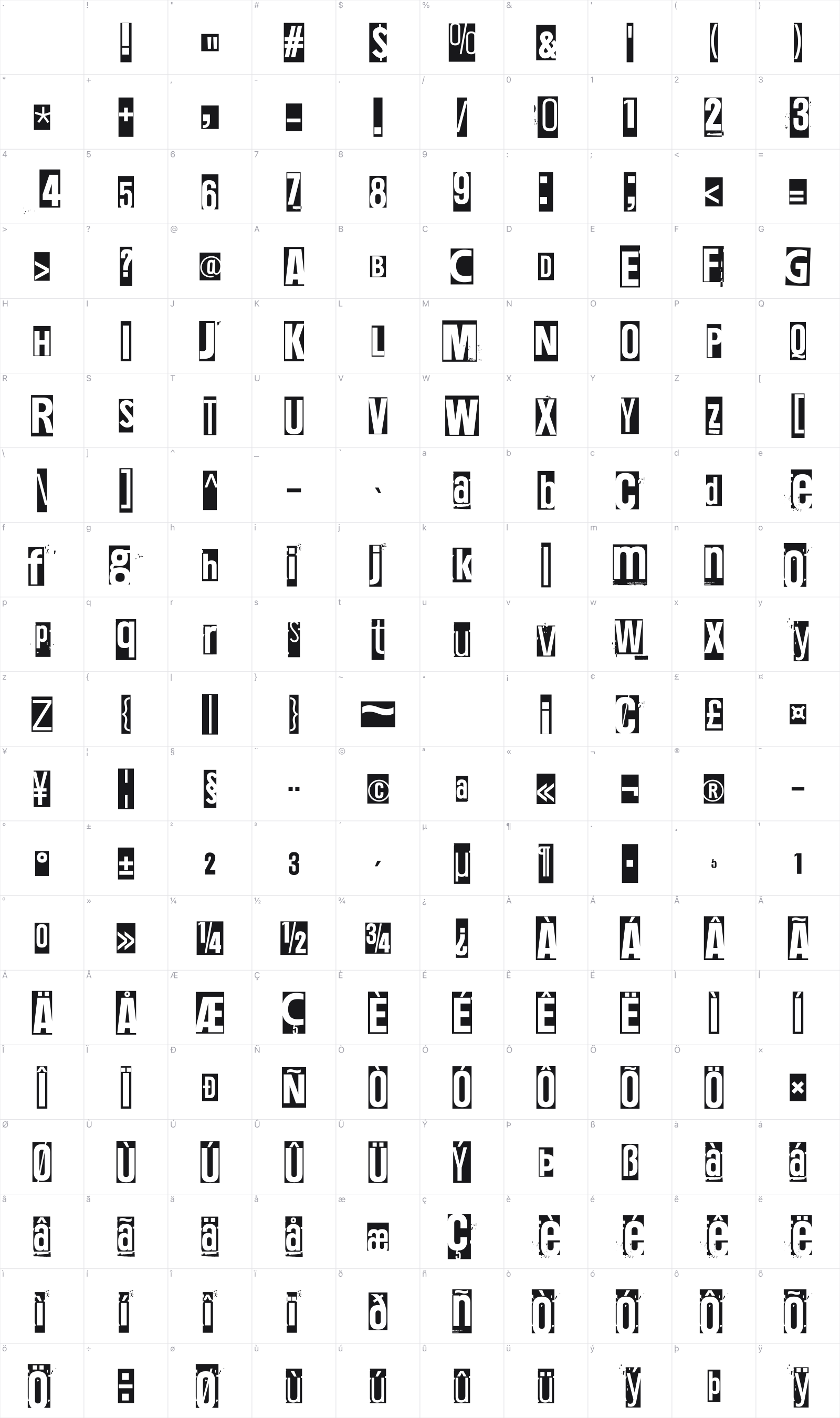 More than 50.000 glyph table