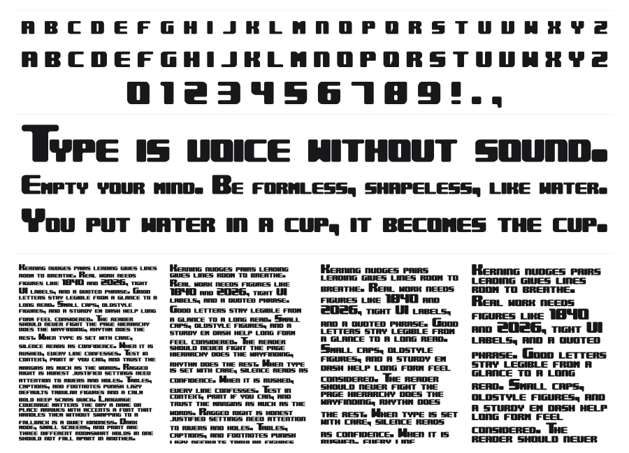Underwhelmed specimen sheet