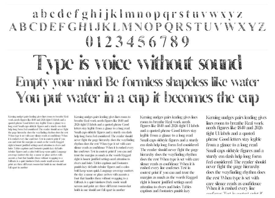 Many Times specimen sheet