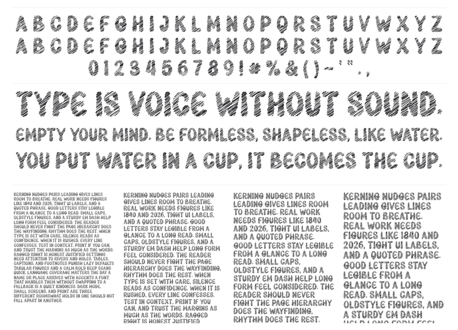 Quirky Shading specimen sheet