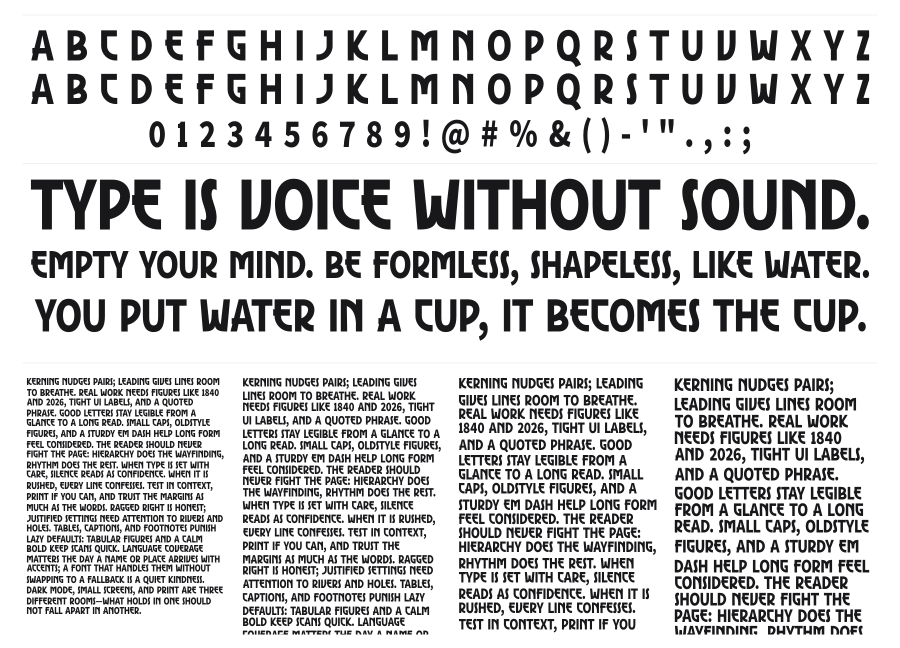 Ethnic specimen sheet