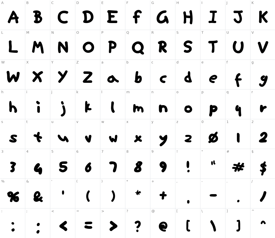 Character set for Ninifont