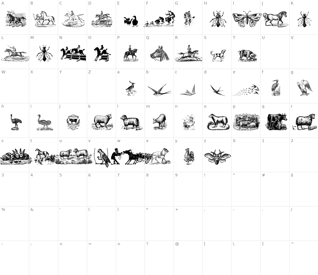 Character set for Animals Old Cuts Two