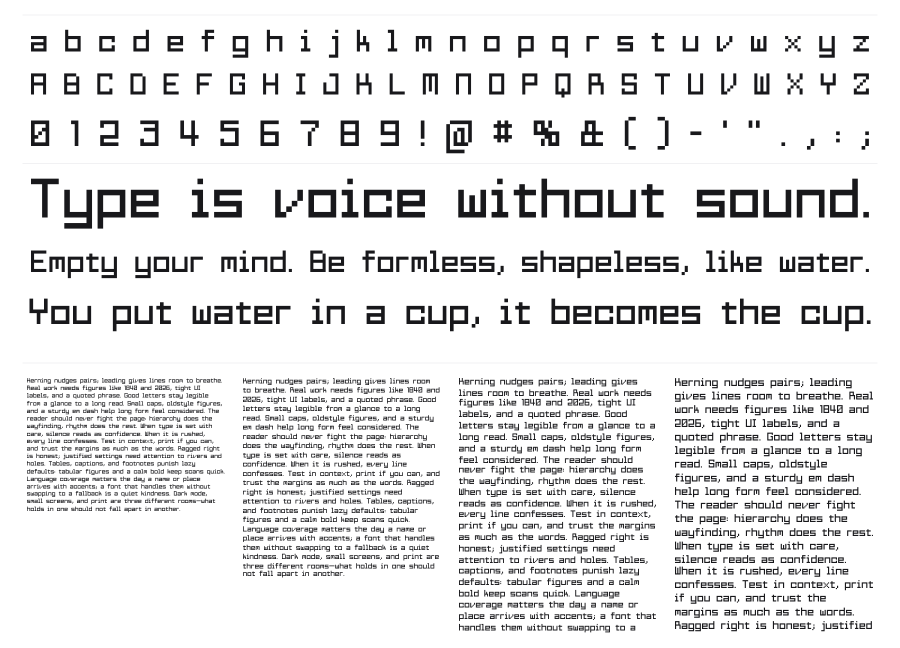 Squarewave specimen sheet