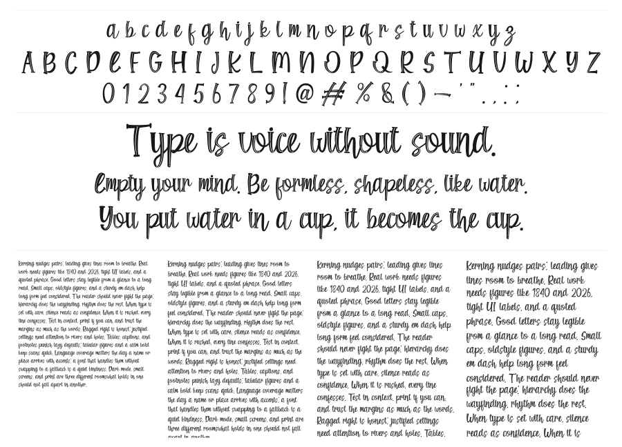 Shine Bloom Line specimen sheet