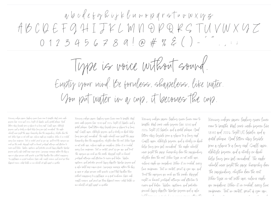 Esthetic Boots specimen sheet