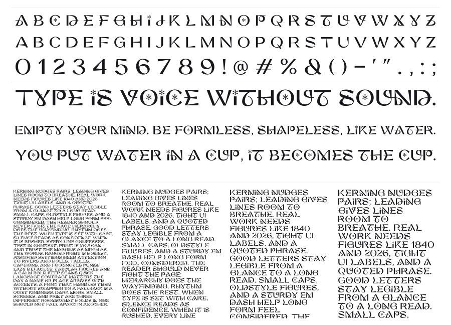 Sinder specimen sheet