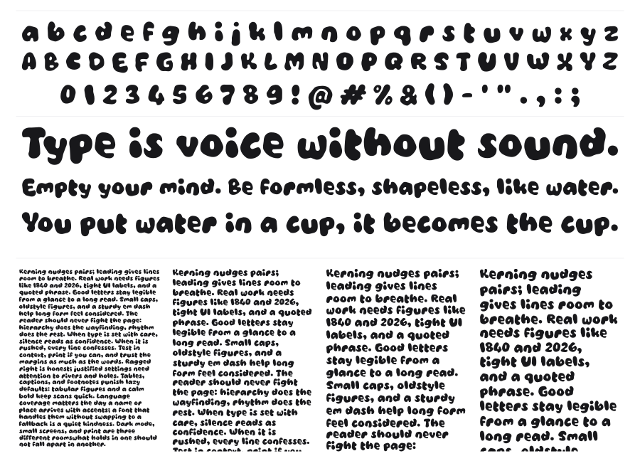 Zabemazo specimen sheet