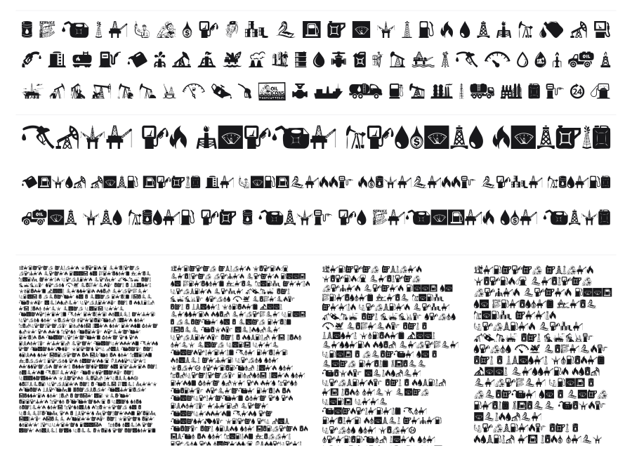 Oil Icons specimen sheet