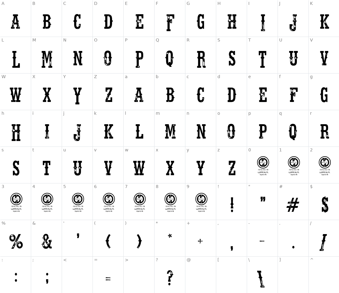 Character set for Fort Death