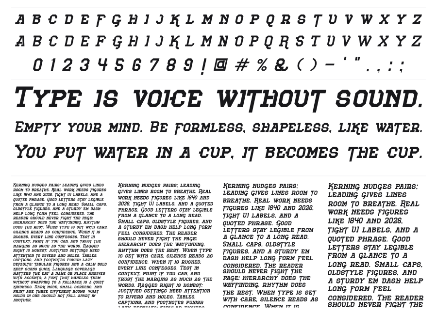 Voetter specimen sheet