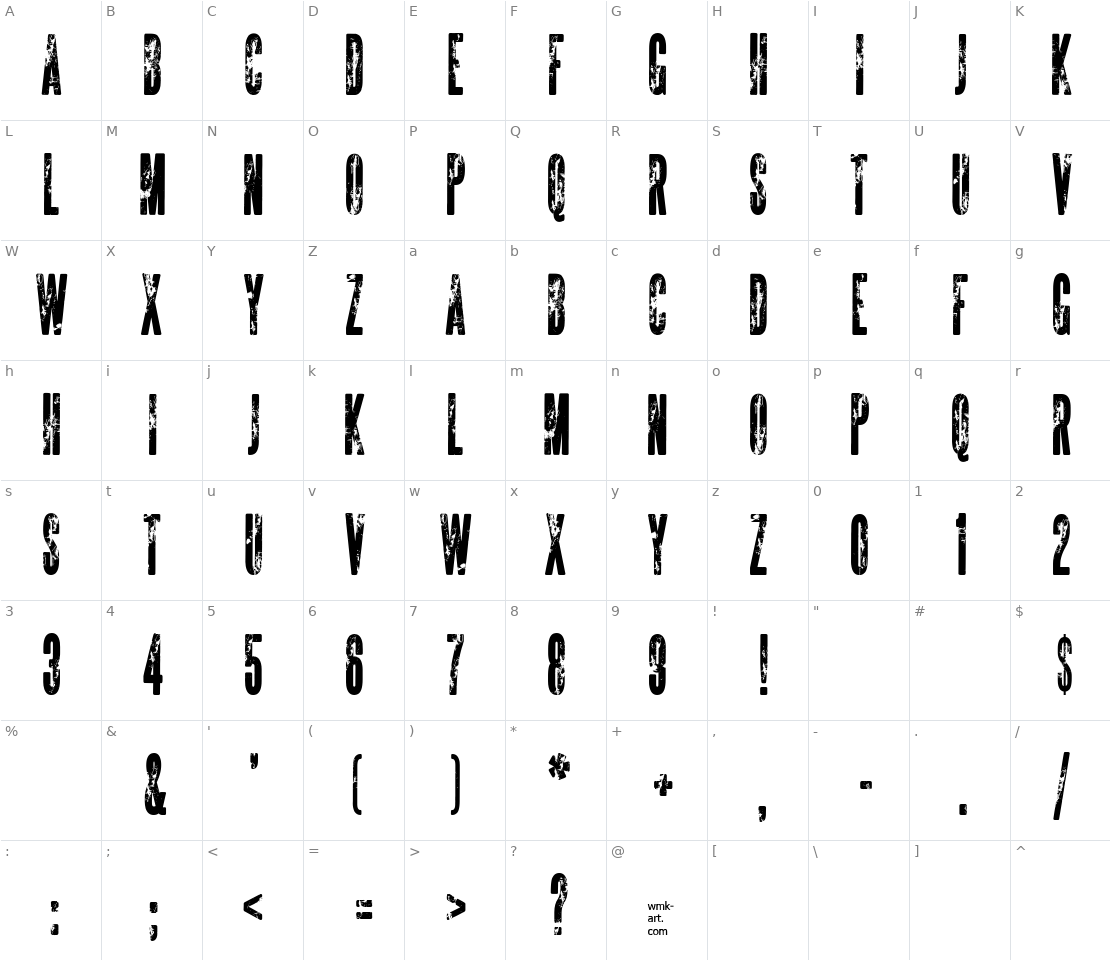 Character set for The Sickmen