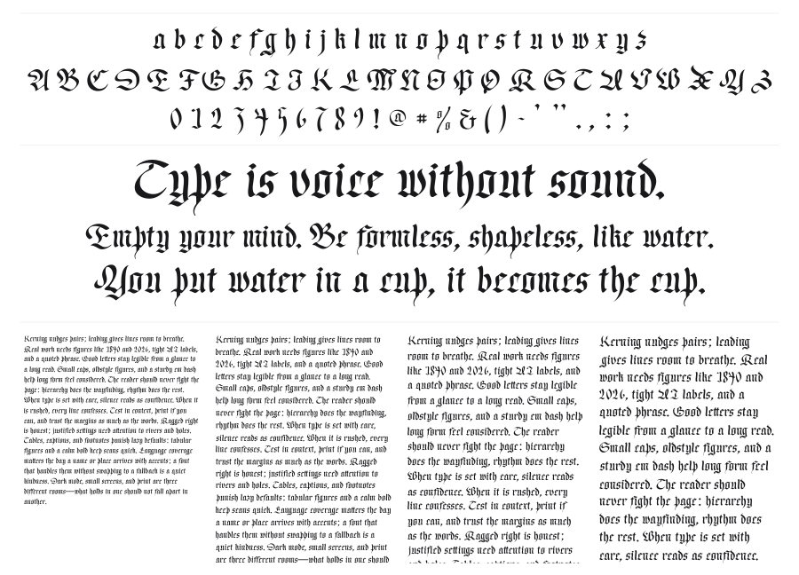 Regent UNZ specimen sheet