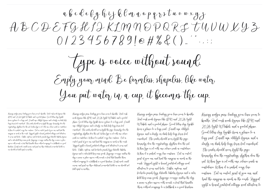 Alandef specimen sheet