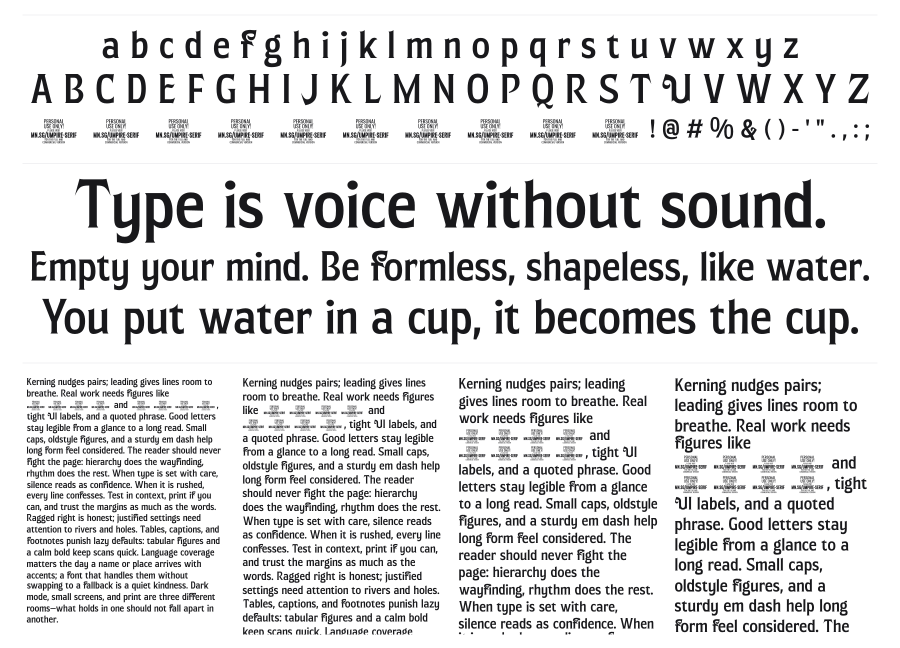 Umpire Serif specimen sheet