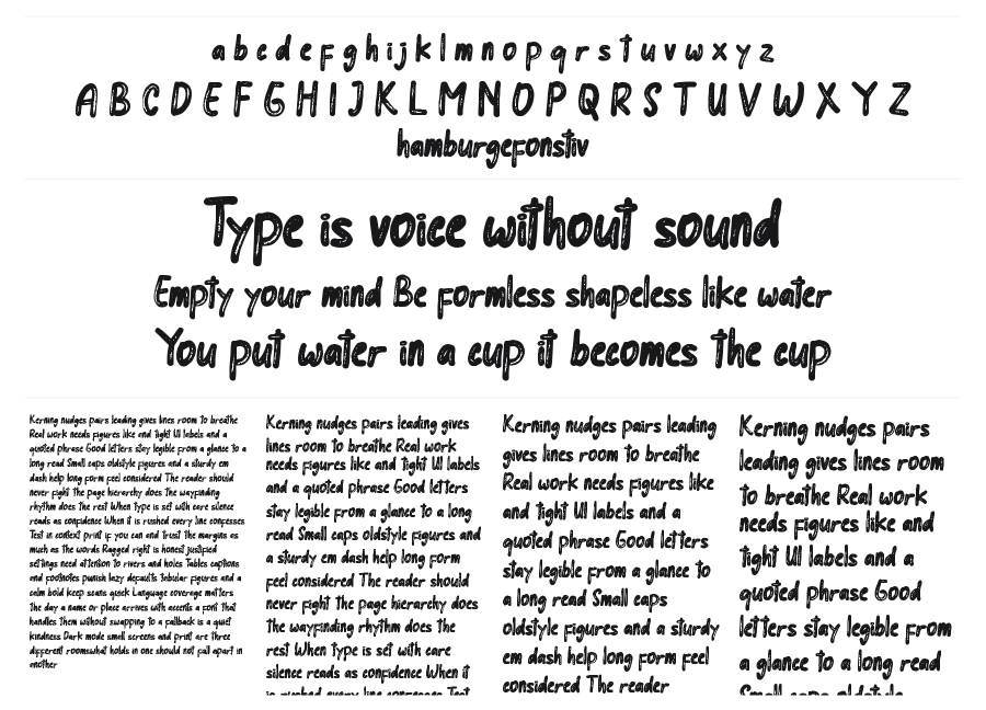 Summer Island specimen sheet