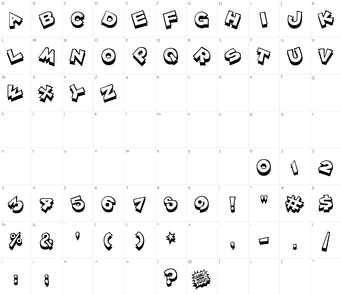 Character set for Zoink