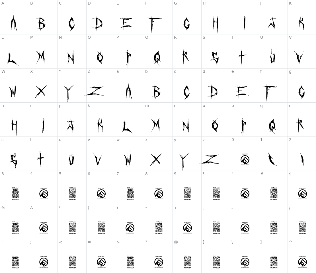 Character set for Crucifixion