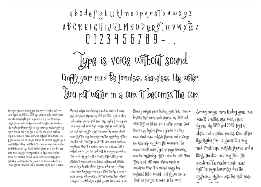 Inner Autumn specimen sheet