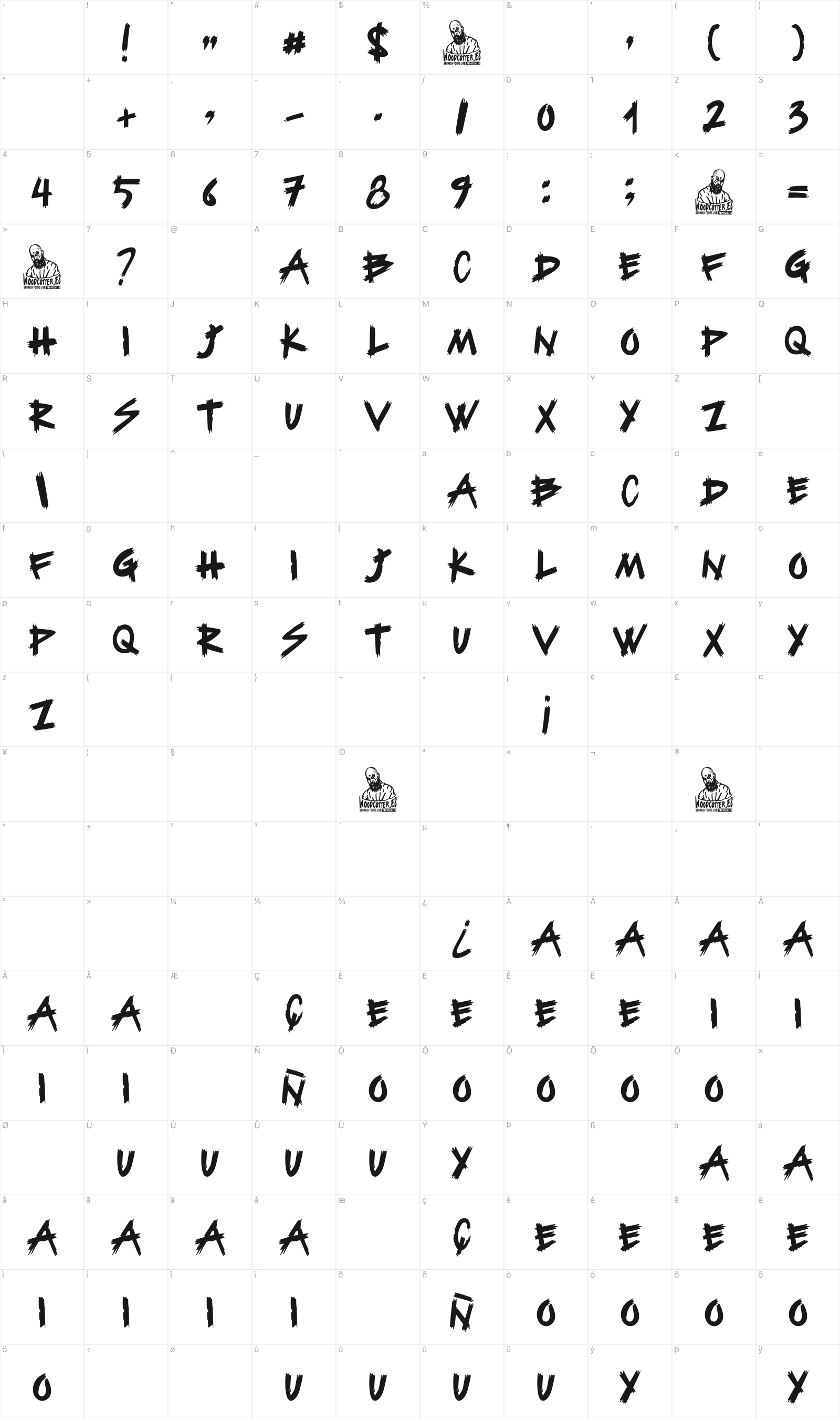 New York Scary glyph table