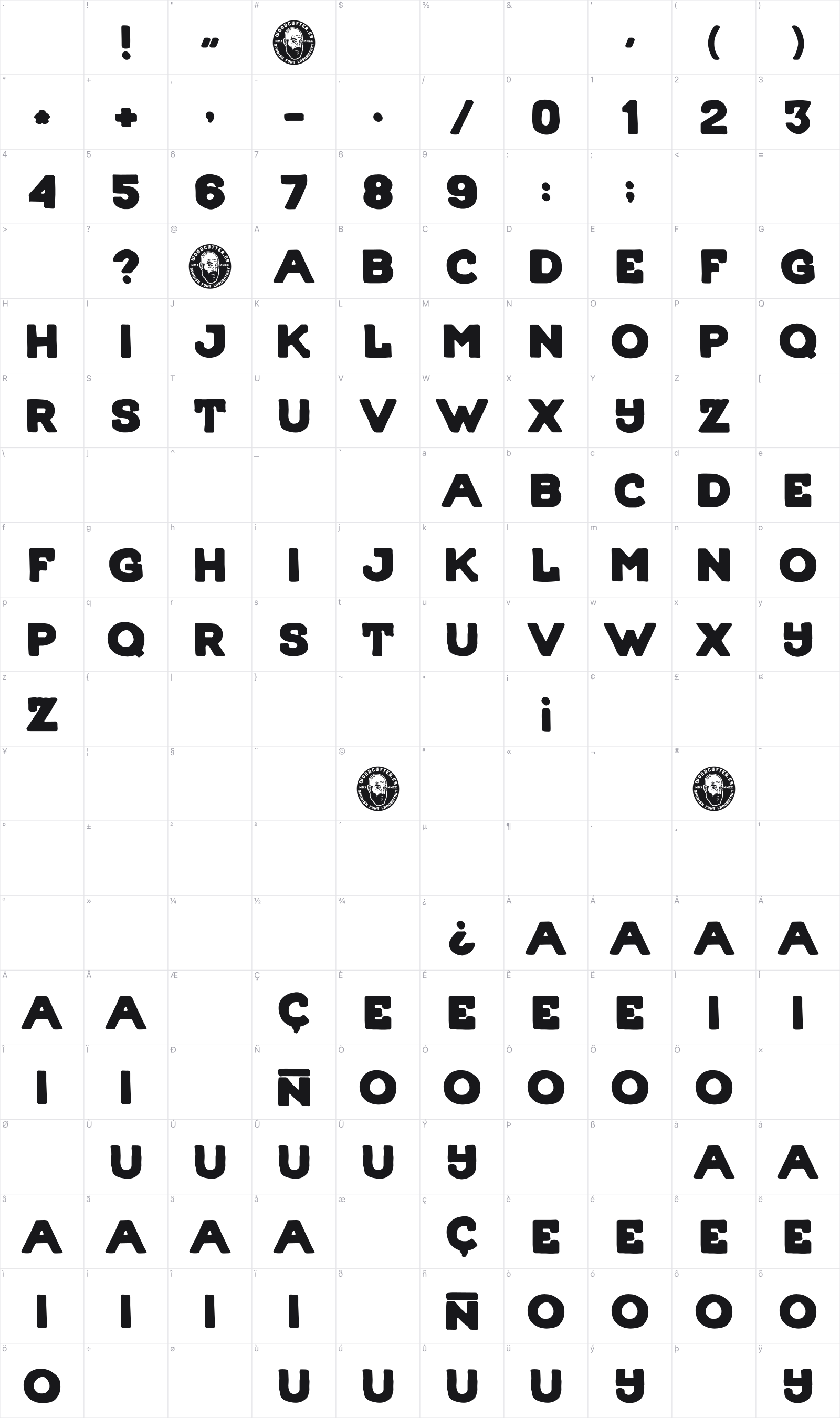 Poster Queen glyph table