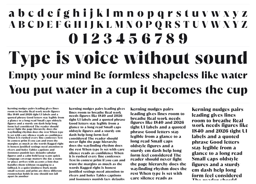 Zerift specimen sheet
