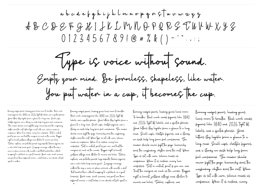 Blues Anthem specimen sheet