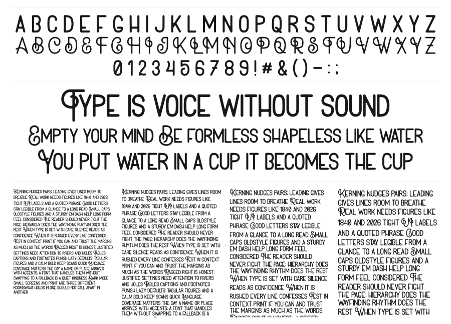 Jabottabeck specimen sheet